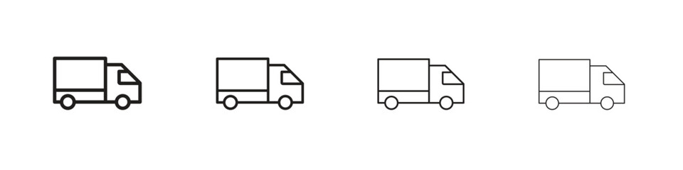 Truck icons illustrations collection on white background. Pixel perfect vector graphics