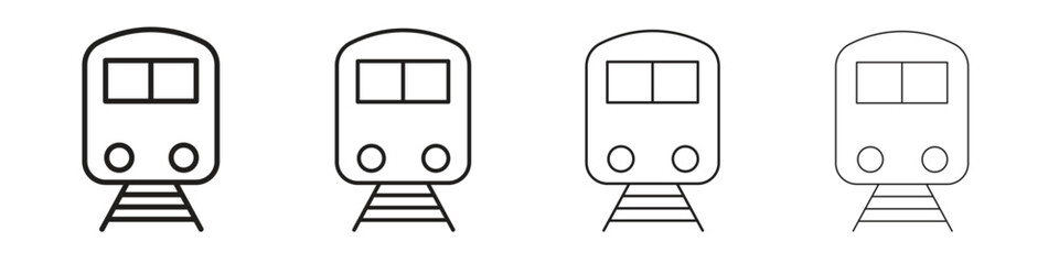 Train icons illustrations collection on white background. Pixel perfect vector graphics