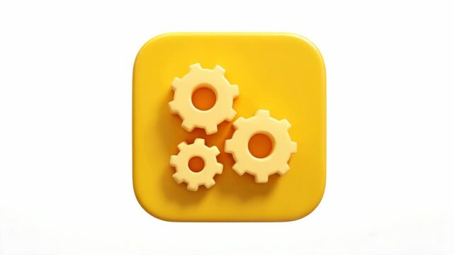 Yellow rounded square icon featuring three beige gear symbols on a white background, symbolizing settings, configuration, or system tools