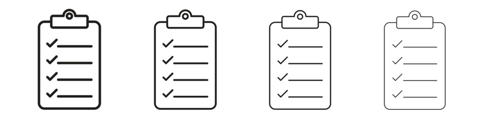 Task list icons illustrations collection on white background. Pixel perfect vector graphics