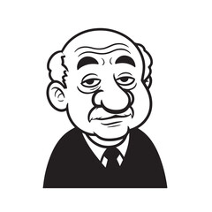 Obraz premium Old man with formal suit black and white vector illustration for classic portrait artwork design
