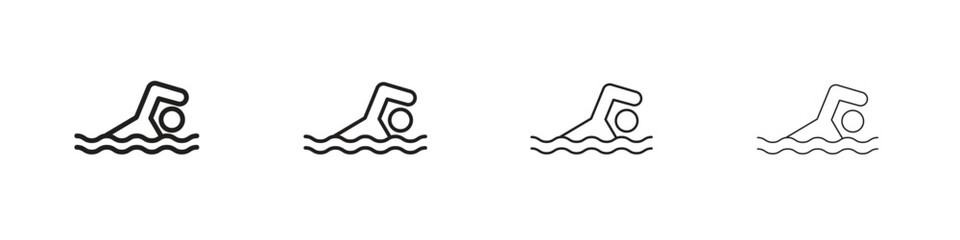 Fototapeta premium Swimming icons illustrations collection on white background. Pixel perfect vector graphics