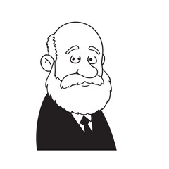 Old man with formal suit black and white vector illustration for classic portrait artwork design
