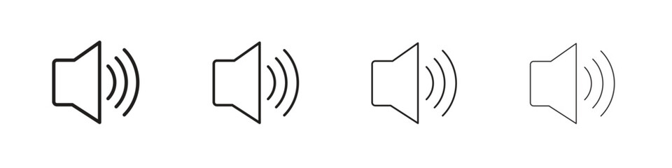 Speaker icons illustrations collection on white background. Pixel perfect vector graphics