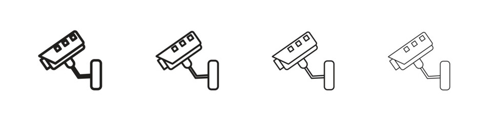 Security camera icons illustrations collection on white background. Pixel perfect vector graphics