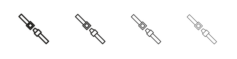 Seatbelt icons illustrations collection on white background. Pixel perfect vector graphics