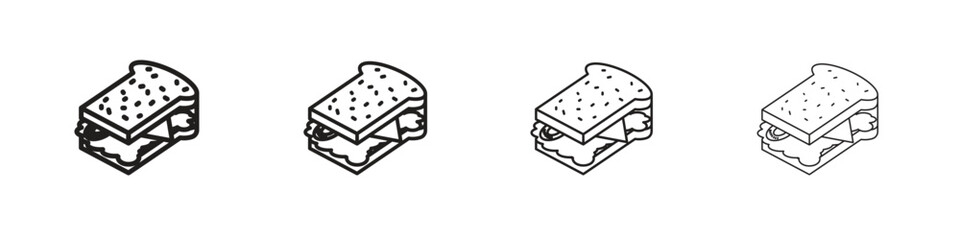 Sandwich icons illustrations collection on white background. Pixel perfect vector graphics