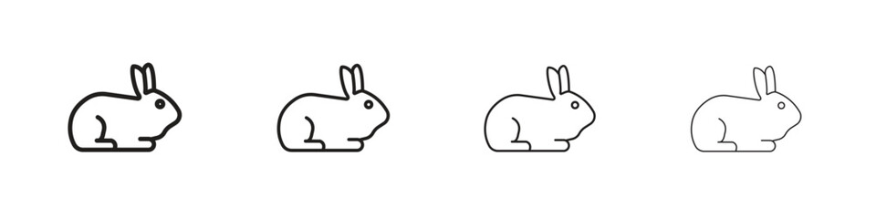 Rabbit icons illustrations collection on white background. Pixel perfect vector graphics