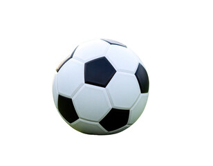 Fototapeta premium “Classic Black and White Soccer Ball on Grass Field, Isolated Photo”