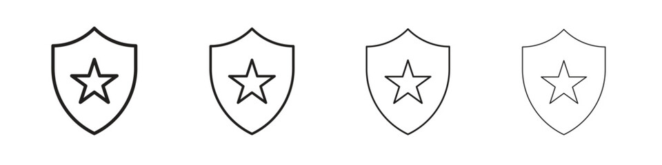 Police badge icons illustrations collection on white background. Pixel perfect vector graphics