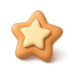 Sweet Caramel & Vanilla 3D Star Icon Rendered on Warm Brown: A Playful, Festive, and Deliciously Themed Digital Graphic Featuring a Layered, Soft-Edged, Puffy Star Shape, Ideal for Holiday, Dessert, &