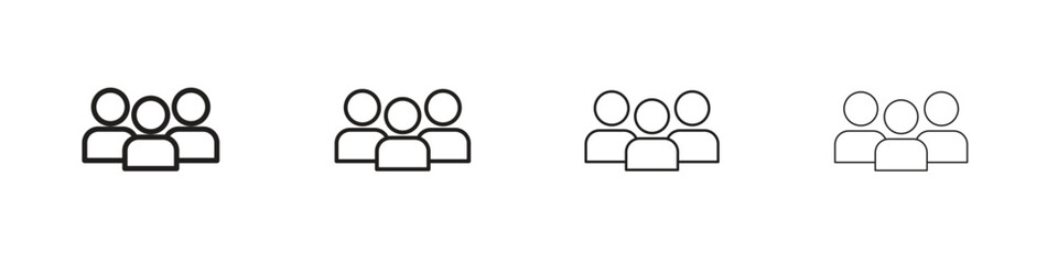 People group icons illustrations collection on white background. Pixel perfect vector graphics
