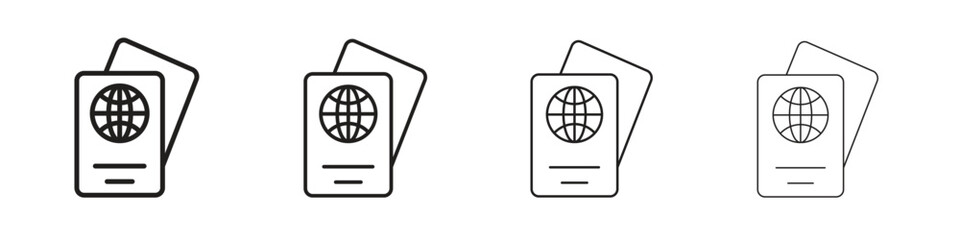 Passport icons illustrations collection on white background. Pixel perfect vector graphics