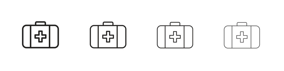 Medical kit icons illustrations collection on white background. Pixel perfect vector graphics
