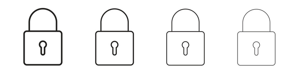 Lock icons illustrations collection on white background. Pixel perfect vector graphics