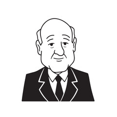 Old man with formal suit black and white vector illustration for classic portrait artwork design