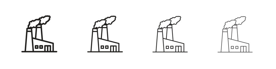 Industrial factory icons illustrations collection on white background. Pixel perfect vector graphics