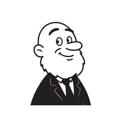 Old man with formal suit black and white vector illustration for classic portrait artwork design