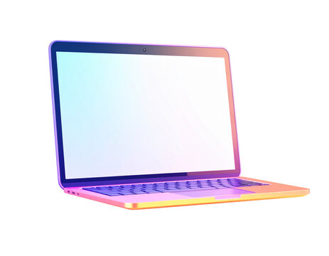 “Floating Cartoon Laptop 3D Icon in Glossy Emoji Style, Isolated on White Background”