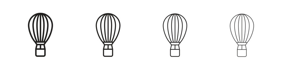 Hot air balloon icons illustrations collection on white background. Pixel perfect vector graphics