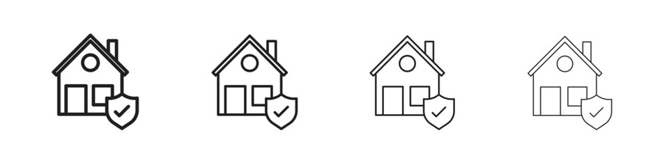 Home insurance icons illustrations collection on white background. Pixel perfect vector graphics
