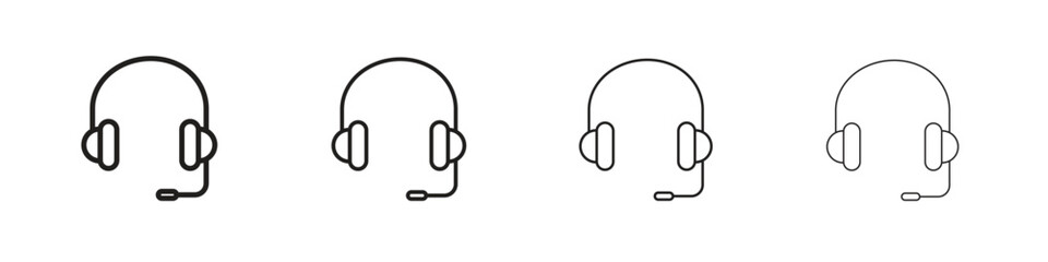 Headphone icons illustrations collection on white background. Pixel perfect vector graphics