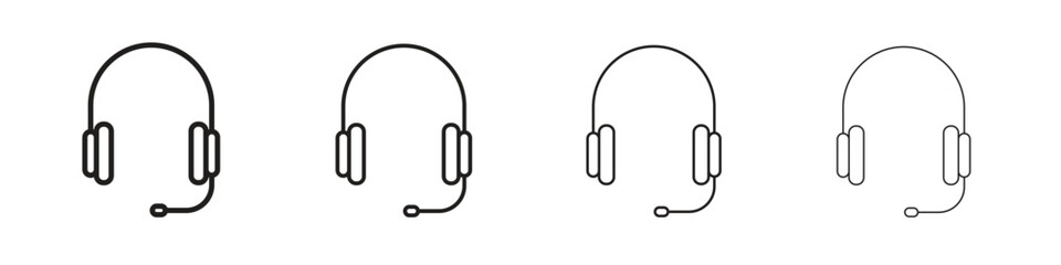 Headphones icons illustrations collection on white background. Pixel perfect vector graphics