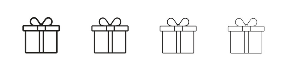 Gift box icons illustrations collection on white background. Pixel perfect vector graphics