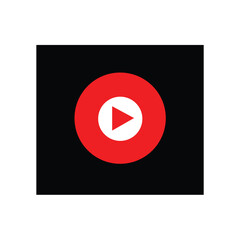 red and black play button icon vector. play video logo