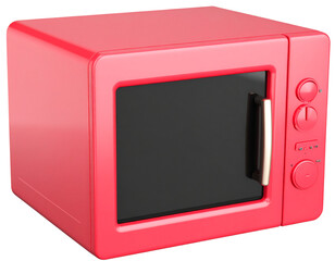Fototapeta premium “Angled 3D Cartoon Microwave with Glossy Finish, Minimal Emoji Aesthetic, Isolated PNG”