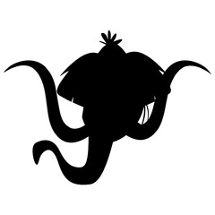 silhouette head mammoth symbol transparent background