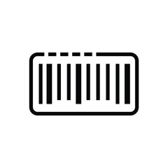 A black and white icon of a barcode within a rounded rectangle. Editable stroke icon
