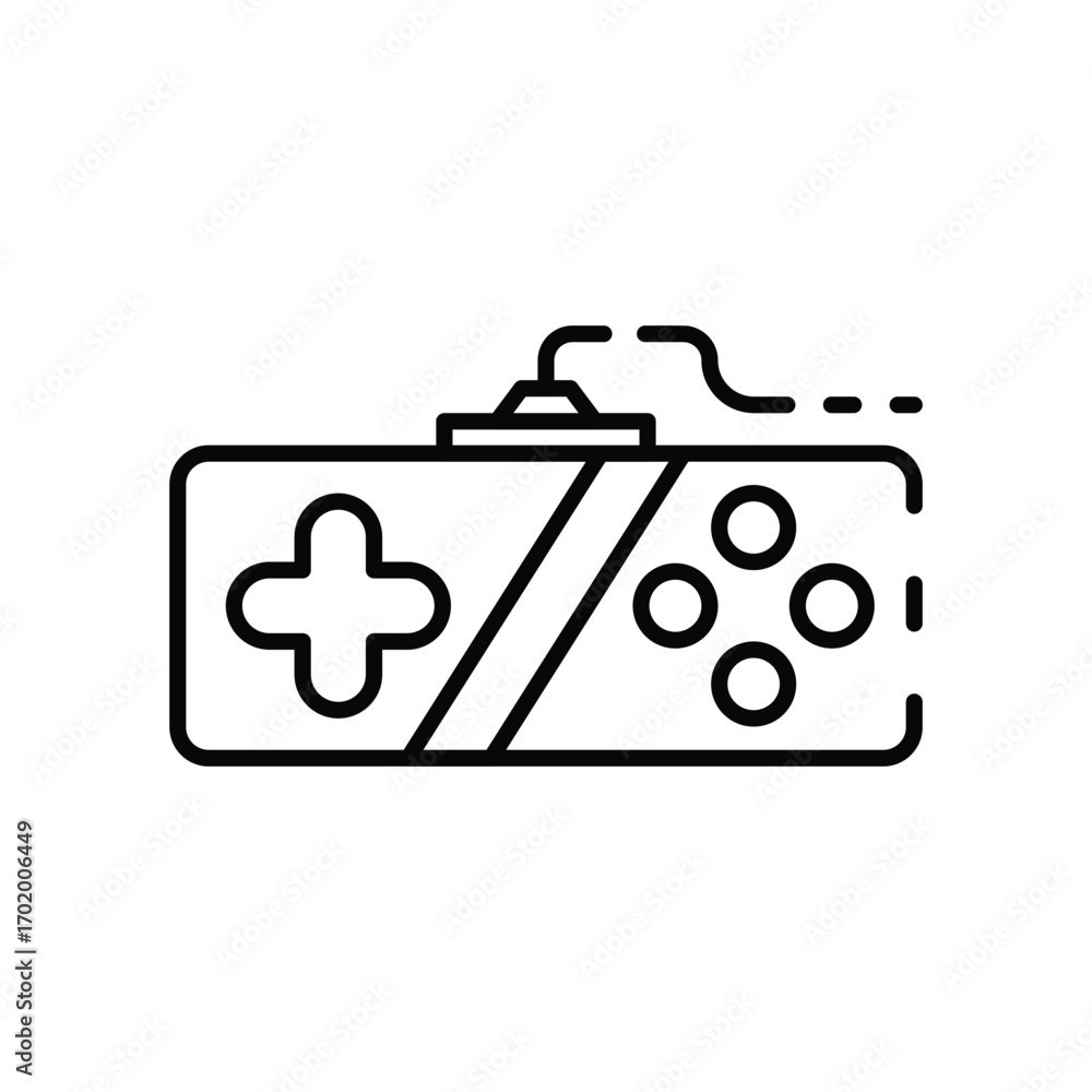 Aufkleber a black line drawing of a rectangular game controller with a directional pad buttons and a joystick 