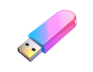 Floating Cartoon USB Flash Drive Icon in Glossy 3D Emoji Style, Isolated on White”
