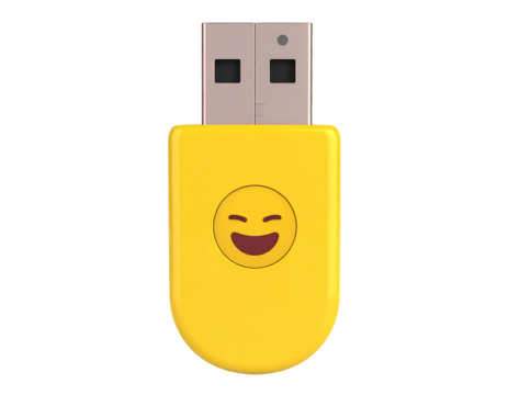 3D Glossy USB Flash Drive with Cap On, Minimal Vector Icon Isolated on Transparent Background”
