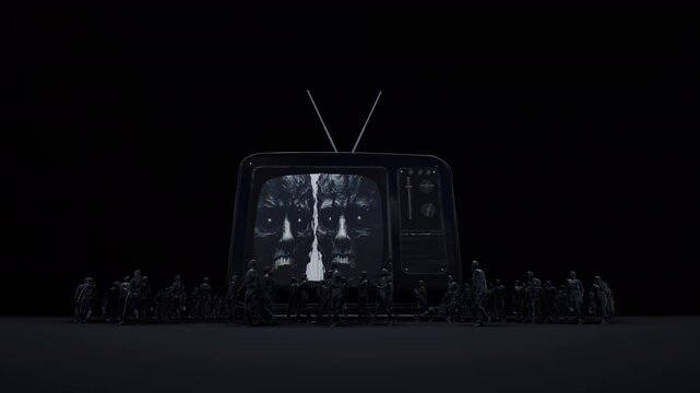 TV Screen nad Crowd 3D Video Animation
