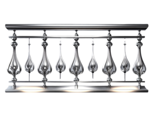Ornate Metal Railing with Decorative Spindles Isolated on Transparent Background PNG (2)