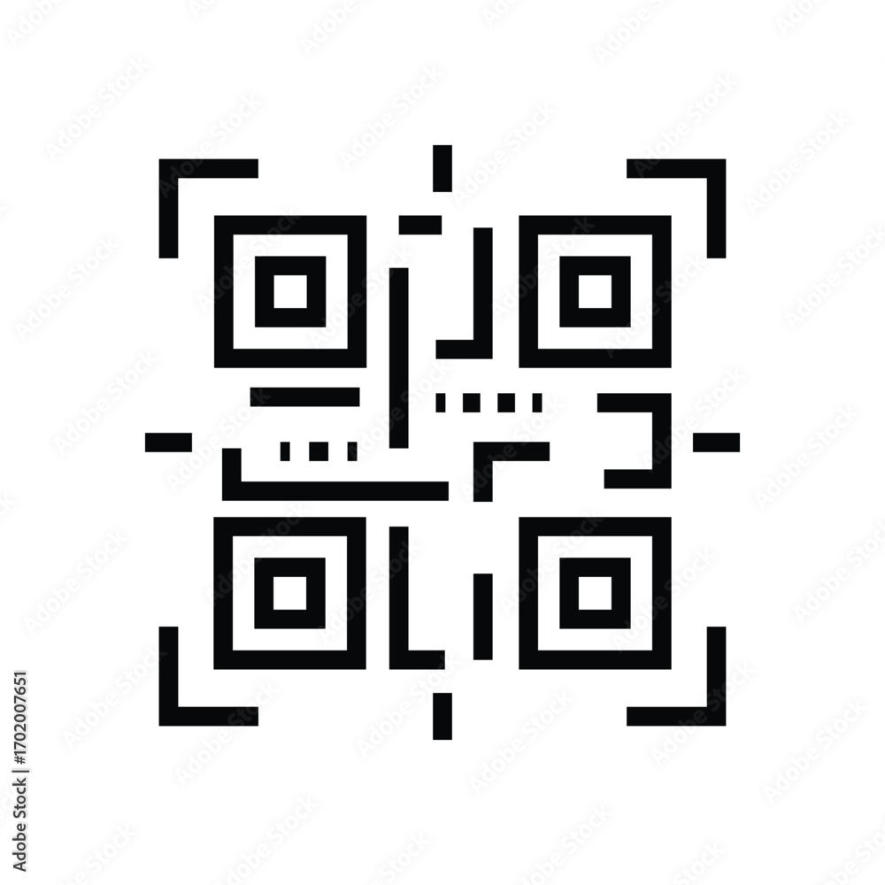 Fototapete a stylized black and white qr code with a squarewithinasquare design surrounded by targeting bracket
