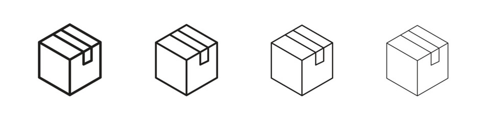 Box icons illustrations collection on white background. Pixel perfect vector graphics