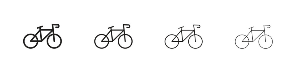 Fototapeta premium Bicycle icons illustrations collection on white background. Pixel perfect vector graphics