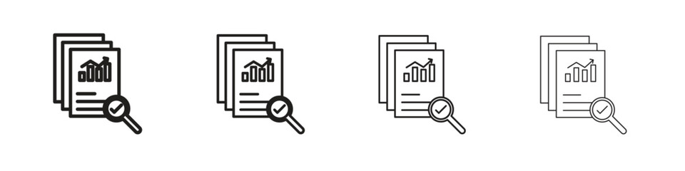 Analytics report icons illustrations collection on white background. Pixel perfect vector graphics