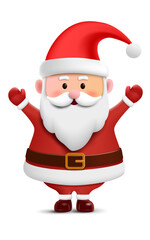 3D cute santa claus character smiling and happy. isolated design on the white background.christmas greeting and invitation cards,celebration banner design clip art vector illustration.