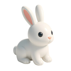 3D Cute Rabbit Cartoon – Easter Bunny, Animal Sticker, and Transparent PNG Illustration
