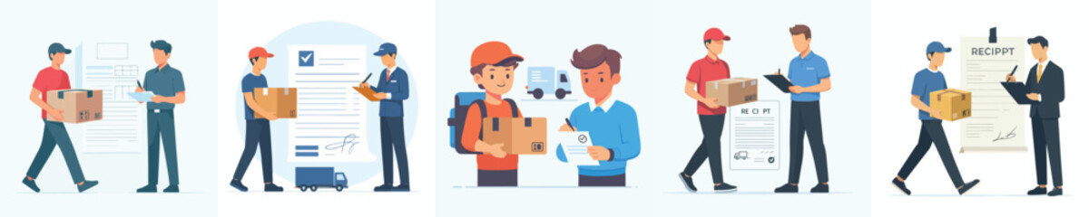 vector of warehouse employees checking outgoing goods
