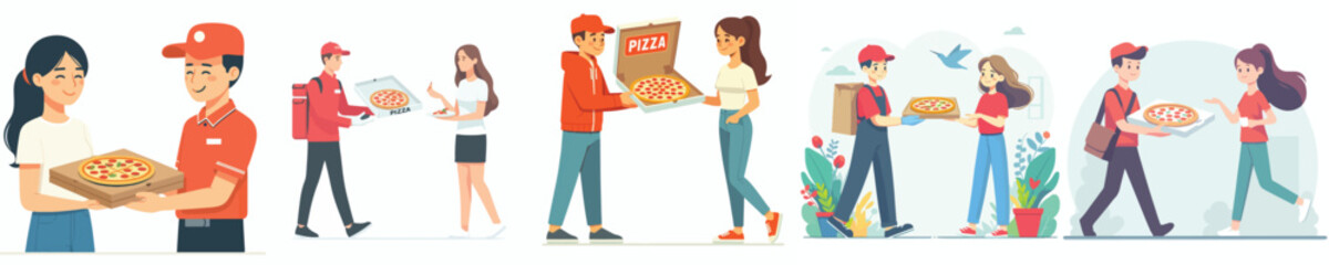 vector delivery delivers pizza to customers