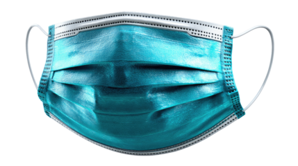 Protective Barrier: A pristine, turquoise face mask, symbolizing health and safety. This image, captures the essence of protection and preventative healthcare.
