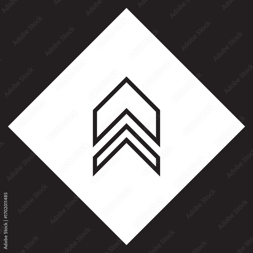 Poster up arrow icon vector. scroll up logo design. move up vector icon illustration in rhombus isolated on