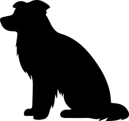 Collie Dog Silhouette Vector – Sitting Pose