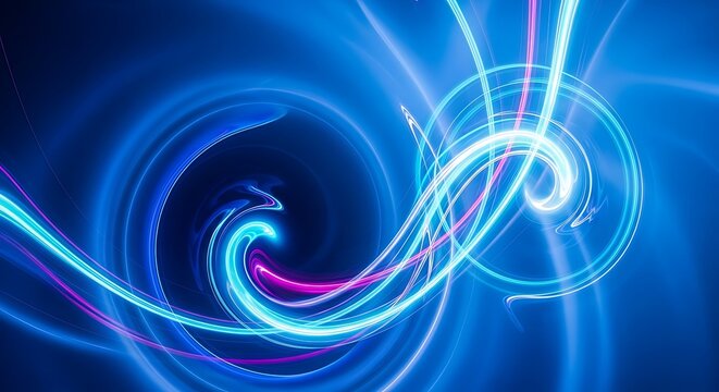 Abstract swirling neon light patterns - Powered by Adobe