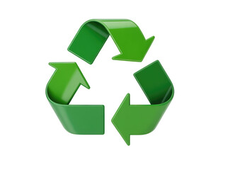 Obraz premium Green recycling symbol with three chasing arrows on a icon isolated on white transparent background png jpg business people clipping path cutout 2025 2026 4k full hd poster banner label download